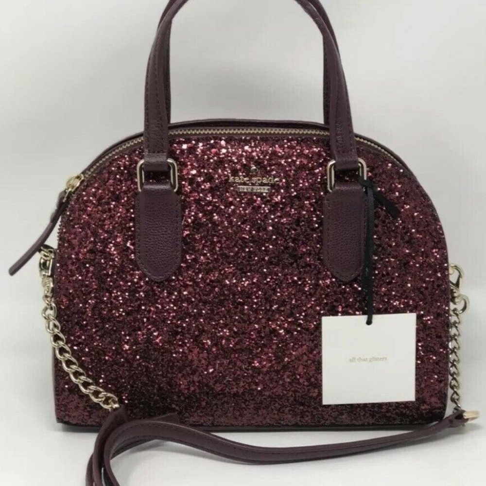 NWT Kate Spade Reiley Glitter Satchel+Key Wristlet - Picture 6 of 8
